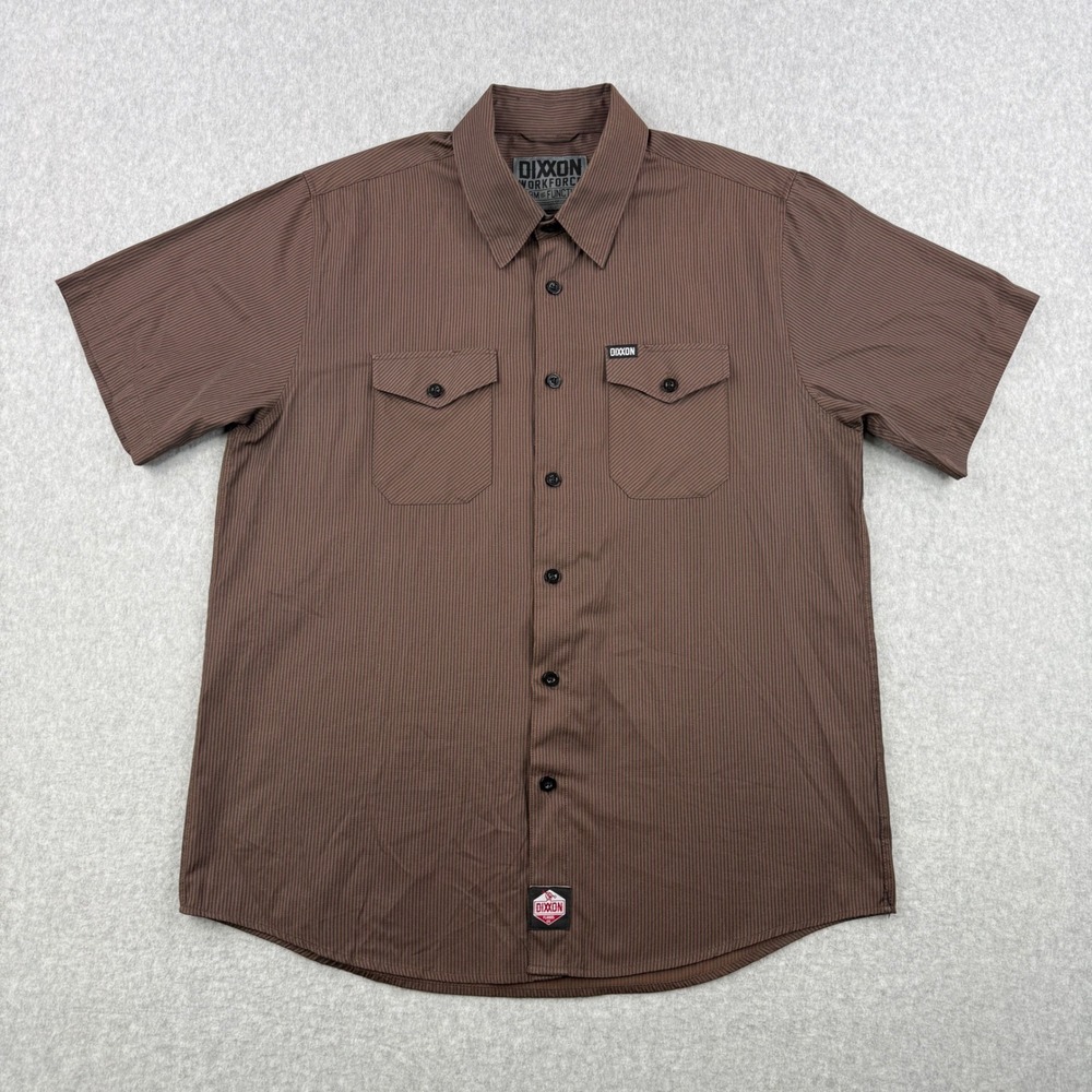 Dixxon Flannel Co Shirt Mens XL Brown Workforce Pinstripe Button Up Workwear
